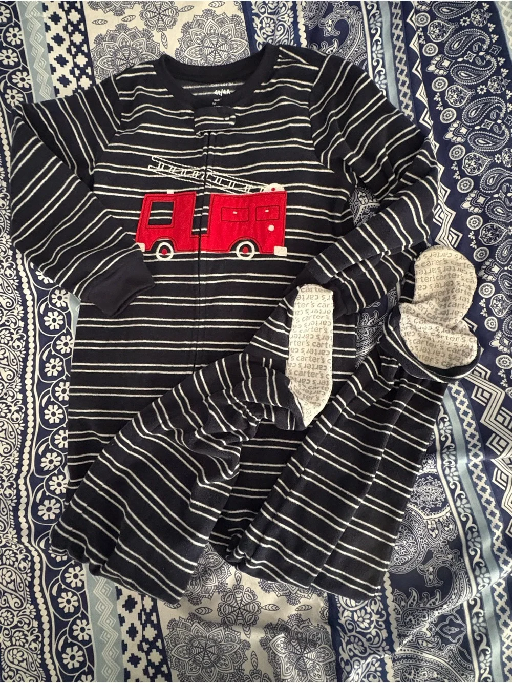 Carter’s 4T Zip-Up Sleep-n-Play Fire Engine Pajamas